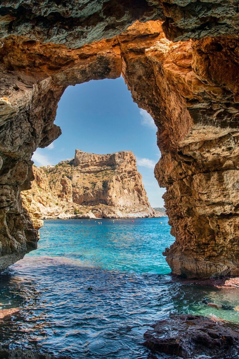 landscape, sea, marina, cave, darling, rocks, cliff, clouds, nature